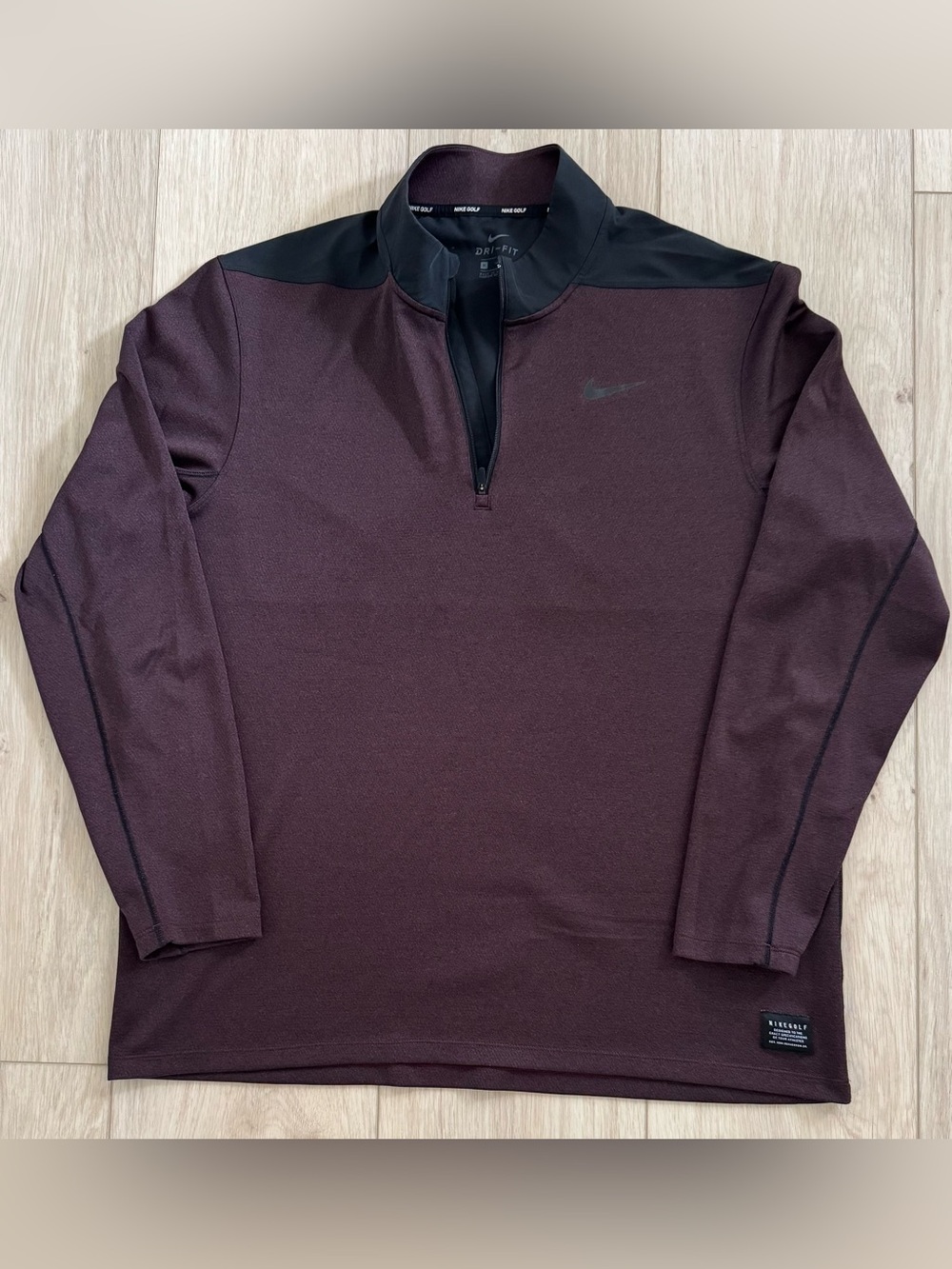 Nike Golf men’s XL burgundy/black long sleeve 1/4 zip pullover athletic shirt